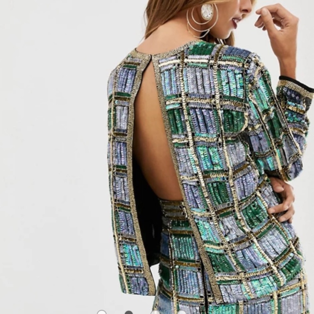 ASOS EDITION open back top in sequin check